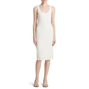 Vince Textured Cotton Tank Dress White Gesso Large Wedding Bride Minimalist